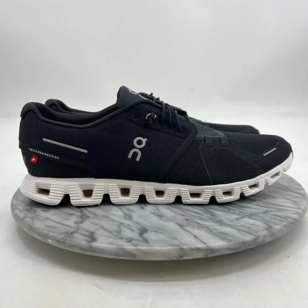 On Mens 12 Running Shoes Black Cloud 5 Lace Up Mesh Low Top Sneakers 59.98919